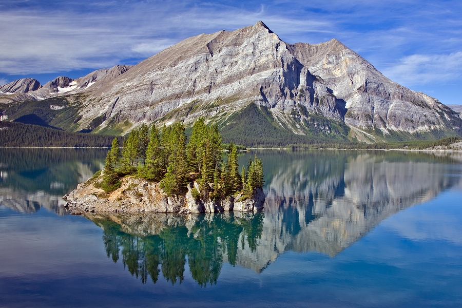 Hawke Island Reflection\n\nUpper Kananaskis Lake, Peter Lougheed Provincial Park, Alberta\n\n5 September, 2009